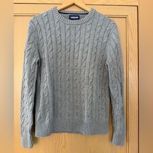 Lands' End Men's Drifter Gray Crewneck Cotton Cable Knit Sweater / M 38-40